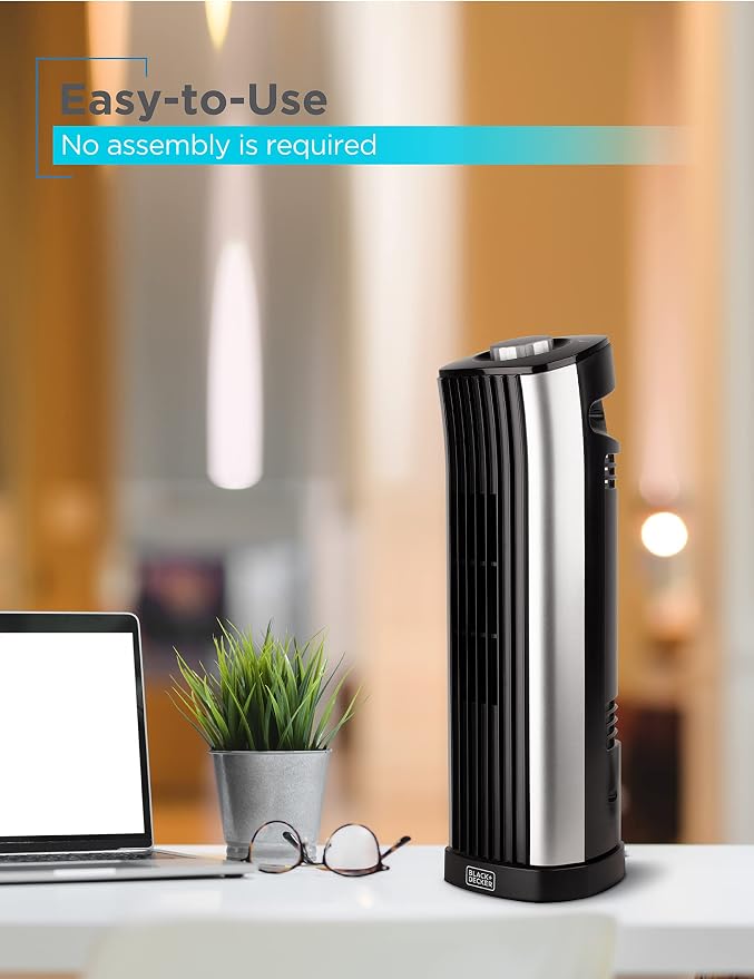 14-Inch Mini Oscillating Portable Tower Fan, Desk Fan with 2 Speed Settings, Simple Dial Control, alternate product view 5