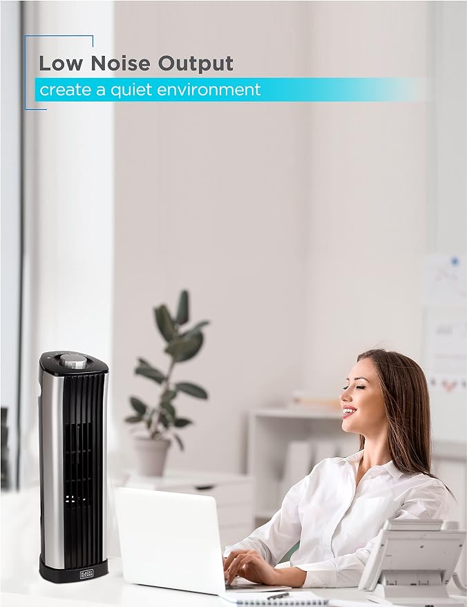 14-Inch Mini Oscillating Portable Tower Fan, Desk Fan with 2 Speed Settings, Simple Dial Control, alternate product view 6