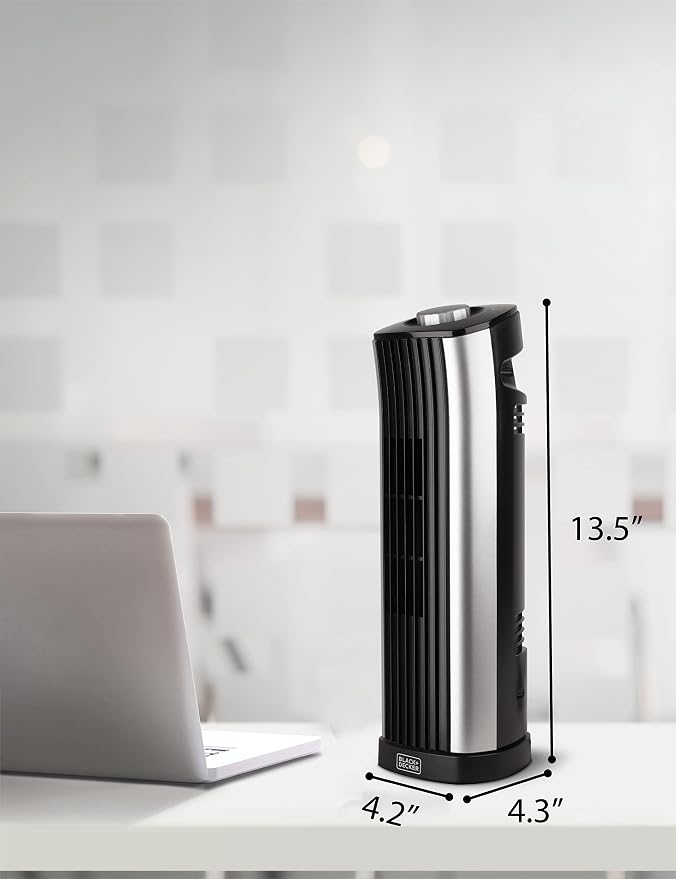 14-Inch Mini Oscillating Portable Tower Fan, Desk Fan with 2 Speed Settings, Simple Dial Control, alternate product view 7