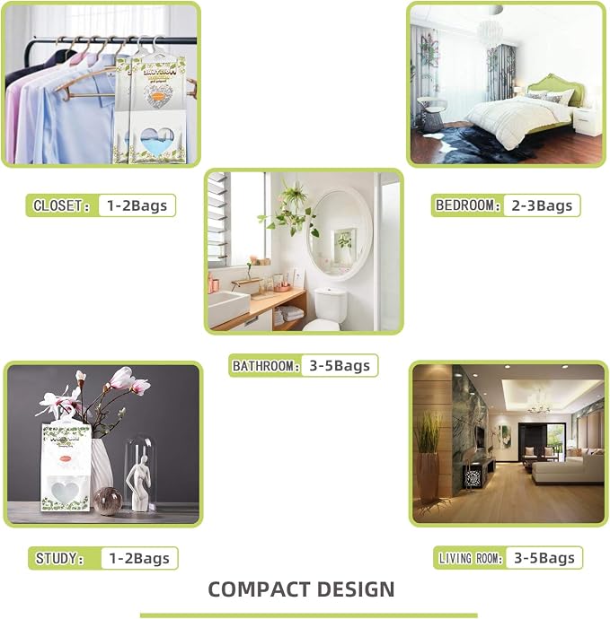 14 Pack Moisture Absorber Hanging Bags,220g/Pack Fagrance Free Moisture Bag,Hanging Closet Dehumidifier Bags for Basement