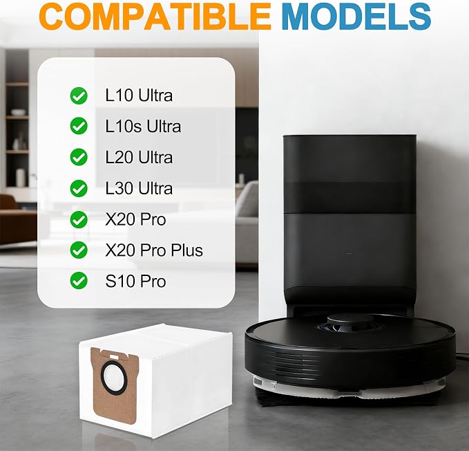 14 Packs Vacuum Dust Bag Compatible with L10 Ultra / L10s Ultra / L20 Ultra / L30 Ultra / X20 Pro / X20 Pro Plus Robot