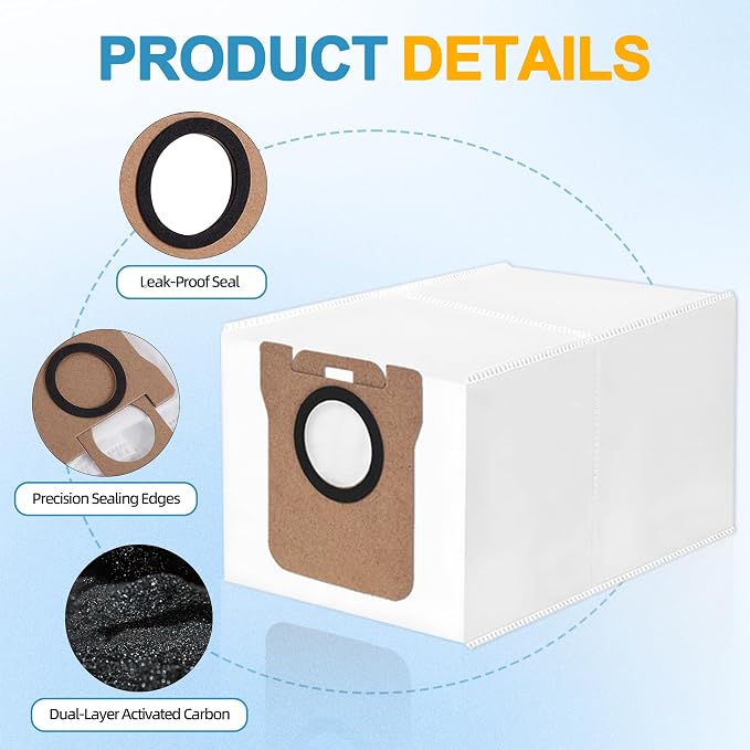 14 Packs Vacuum Dust Bag Compatible with L10 Ultra / L10s Ultra / L20 Ultra / L30 Ultra / X20 Pro / X20 Pro Plus Robot