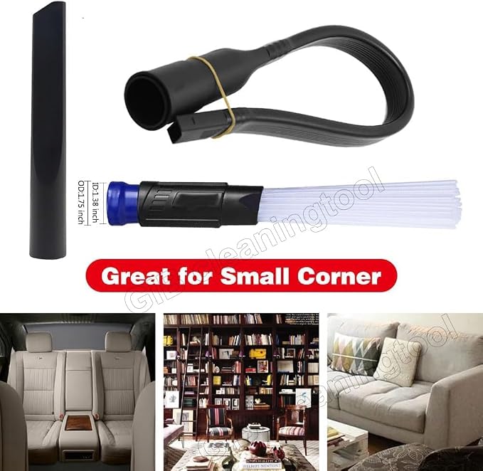 14 Pcs Household Cleaning Vacuum Cleaner Attachments Kit for Accessories with 1 1/4" Vacuum Brush Flexible Crevice