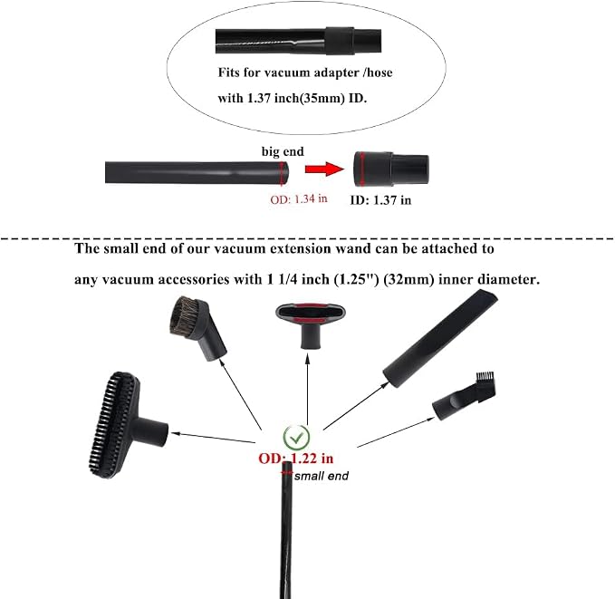 14 Pcs Household Cleaning Vacuum Cleaner Attachments Kit for Accessories with 1 1/4" Vacuum Brush Flexible Crevice