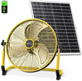 14" Solar Fan, Portable Battery Operated Floor Fan, Rechargeable Cordless Camping Fan, 30W Solar Panel, Hi-Velocity Brushless