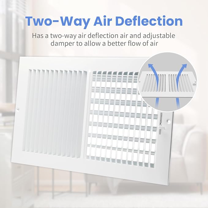 14 x 8 Inch [Duct Opening] Air Vent Covers for Wall or Ceiling - High Airflow 2 Way Steel Ventilation, alternate view 4