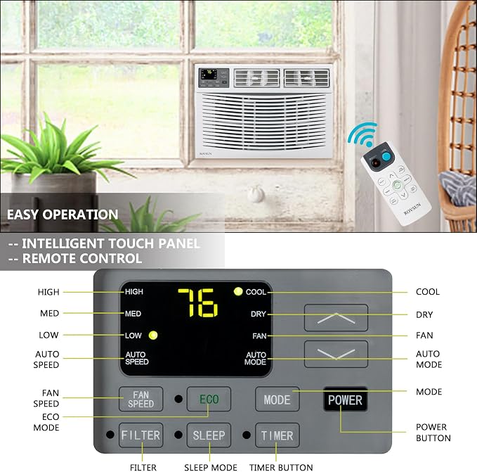 14000 BTU Air Conditioner Window Unit, 3-in-1 Window AC Unit Cooler, Dehumidifier & Fan with Timer, alternate product view 4