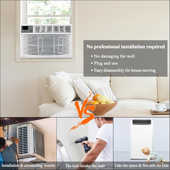 14000 BTU Air Conditioner Window Unit, 3-in-1 Window AC Unit Cooler, Dehumidifier & Fan with Timer, alternate product view 5
