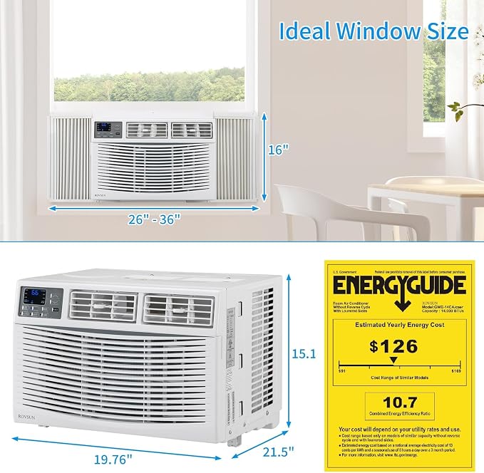 14000 BTU Air Conditioner Window Unit, 3-in-1 Window AC Unit Cooler, Dehumidifier & Fan with Timer, alternate product view 6