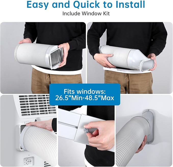 14000 BTU Portable AC with Black Top Cover, Cooling, Dehumidifying & Fan Functions, Perfect for Rooms Up to 750 Sq Ft, Quiet
