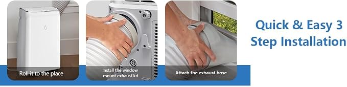 14000 BTU Portable Air Conditioner - 3-in-1 Cooling, Dehumidifier & Fan - Quiet Operation, Remote, 24H Timer, Window Kit