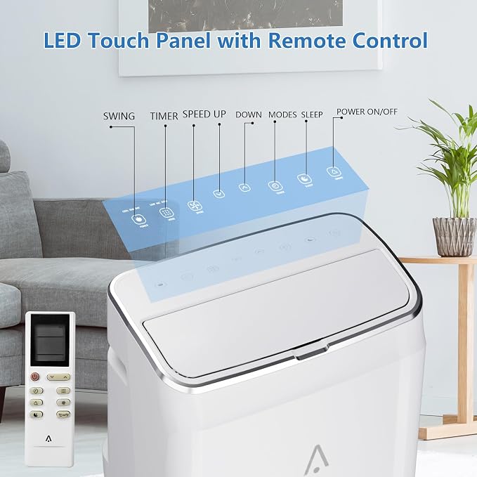 14000 BTU Portable Air Conditioner - 3-in-1 Cooling, Dehumidifier & Fan - Quiet Operation, Remote, 24H Timer, Window Kit