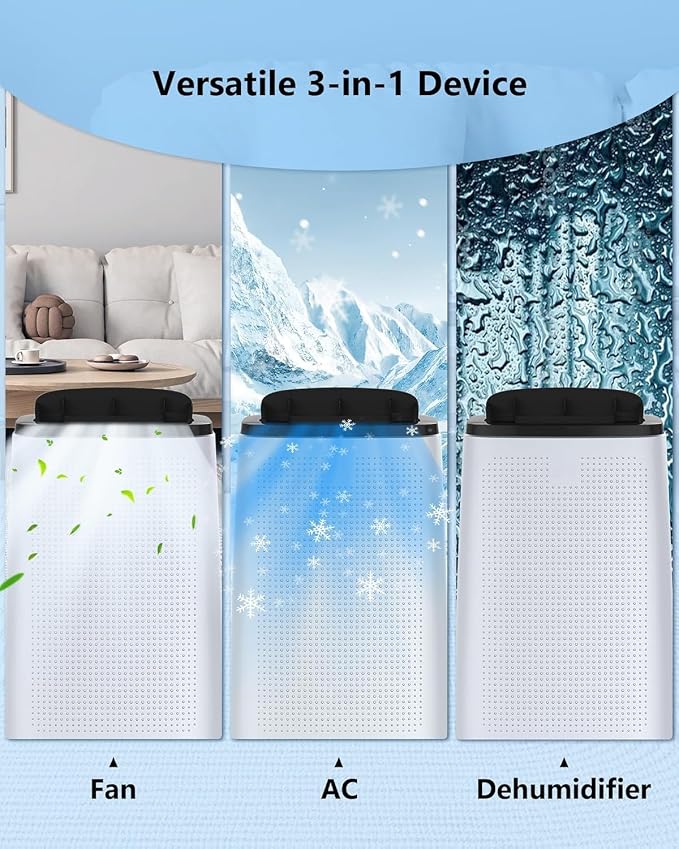 14000 BTU Portable Air Conditioner - 3-in-1 Cooling, Fan & Dehumidifier for Rooms up to 700 Sq.Ft, Remote Control with