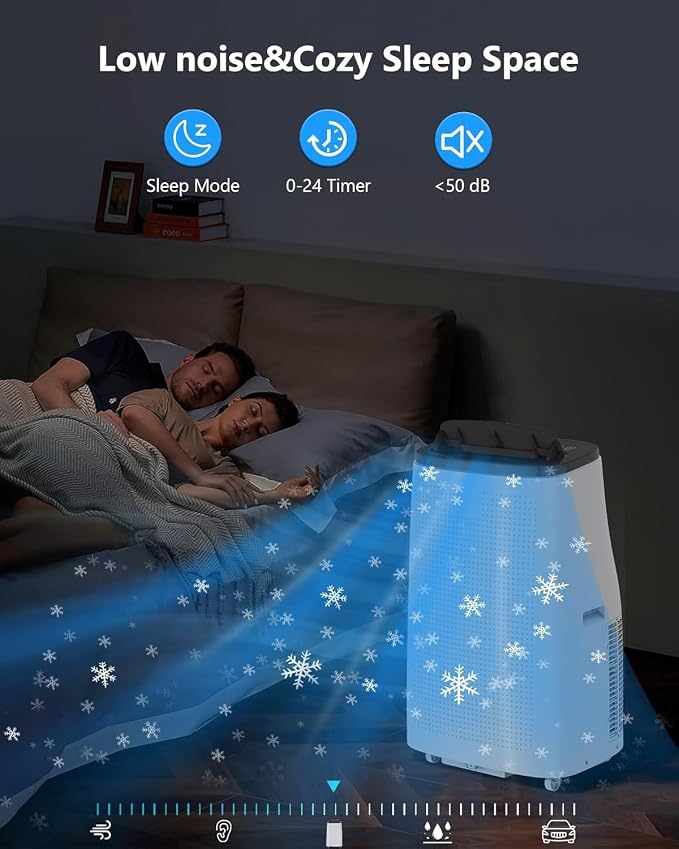 14000 BTU Portable Air Conditioner - 3-in-1 Cooling, Fan & Dehumidifier for Rooms up to 700 Sq.Ft, Remote Control with