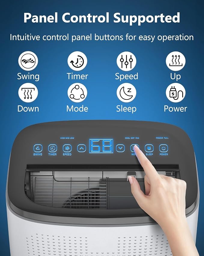14000 BTU Portable Air Conditioner - 3-in-1 Cooling, Fan & Dehumidifier for Rooms up to 700 Sq.Ft, Remote Control with