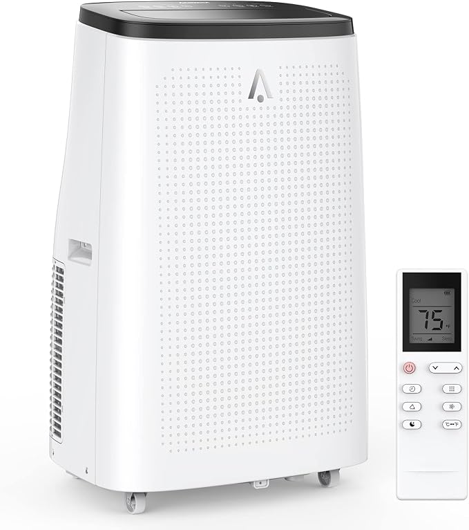 14000 BTU Portable Air Conditioner, 3 in-1 Ultra-Quiet Cooling, Dehumidifier & Fan for Rooms Up to 700 Sq. Ft. – Remote