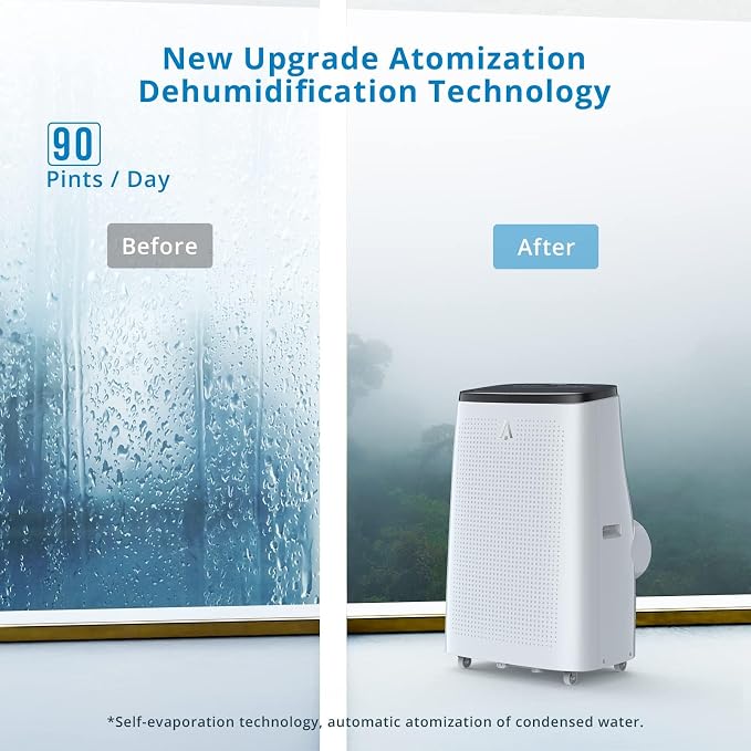 14000 BTU Portable Air Conditioner, 3 in-1 Ultra-Quiet Cooling, Dehumidifier & Fan for Rooms Up to 700 Sq. Ft. – Remote