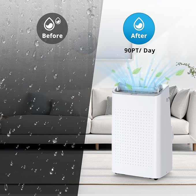 14000 BTU Portable Air Conditioner for Rooms up to 750 Sq. Ft, 3-in-1 AC Unit with Cooling, Dehumidifier & Fan, 3 Fan Speeds