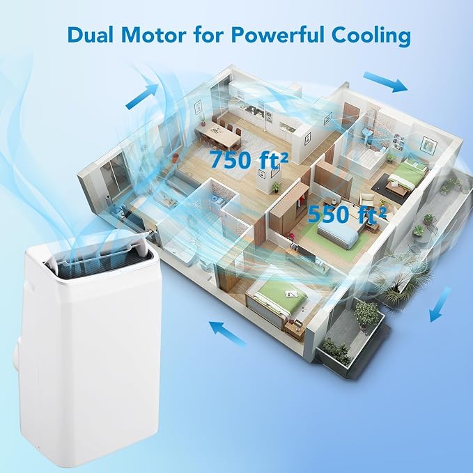 14000 BTU Portable Air Conditioners, 3 in-1 Free Standing Cooling Portable AC Unit with Dehumidifier Function, 54dB Quiet