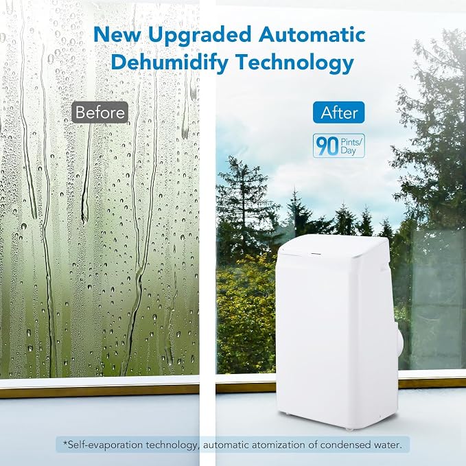 14000 BTU Portable Air Conditioners, 3 in-1 Free Standing Cooling Portable AC Unit with Dehumidifier Function, 54dB Quiet