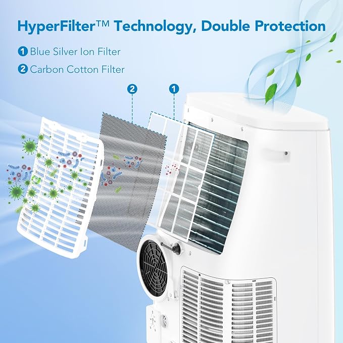 14000 BTU Portable Air Conditioners, 3 in-1 Free Standing Cooling Portable AC Unit with Dehumidifier Function, 54dB Quiet