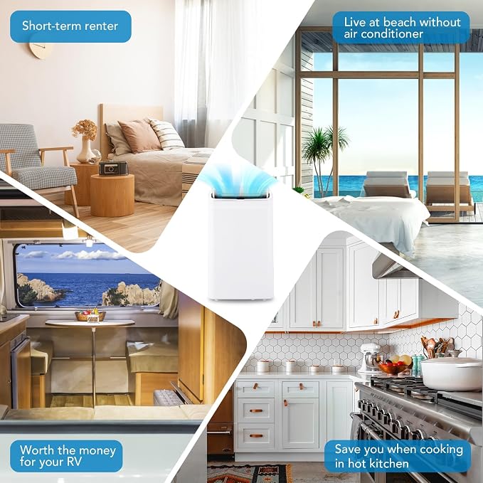 14000 BTU Portable Air Conditioners, 3 in-1 Free Standing Cooling Portable AC Unit with Dehumidifier Function, 54dB Quiet