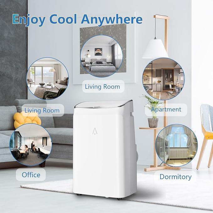 14000 BTU Portable Air Conditioners, 3-in-1 Quiet AC Unit with Cooling Dehumidifier Fan, Easy Mobility Remote Control