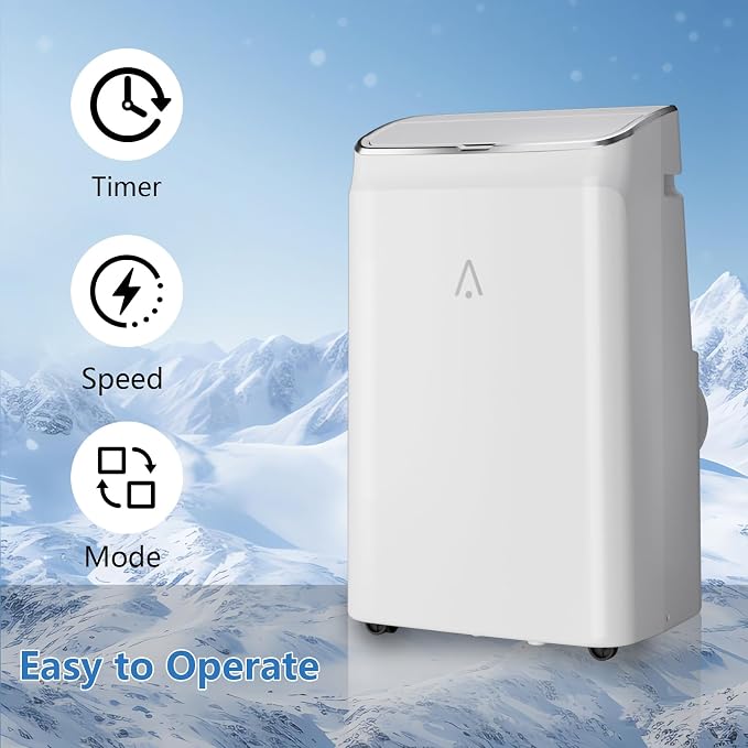 14000 BTU Portable Air Conditioners, 3-in-1 Quiet AC Unit with Cooling Dehumidifier Fan, Easy Mobility Remote Control