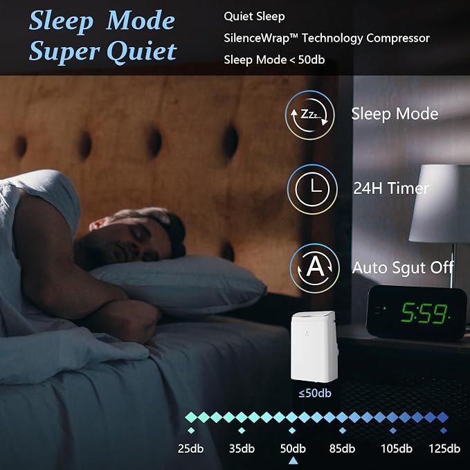 14000 BTU Portable Air Conditioners, 3-in-1 Quiet AC Unit with Cooling Dehumidifier Fan, Easy Mobility Remote Control
