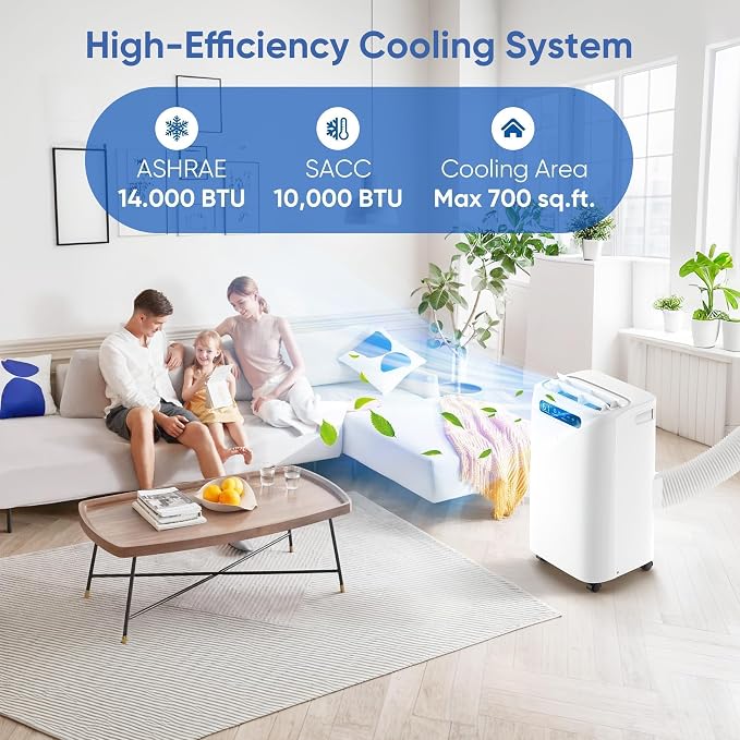 14000 BTU Portable Air Conditioners,Cools Up to 700 Sq.Ft,Portable AC Unit with Remote