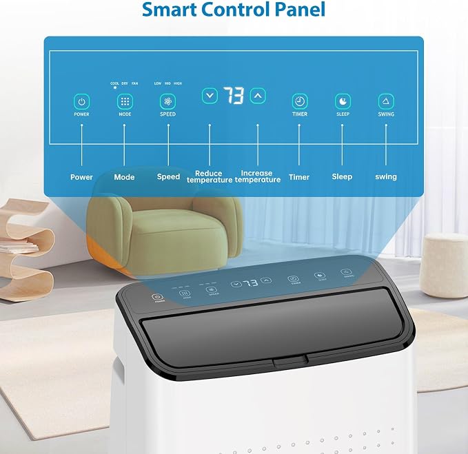 14000 BTU Portable Air Conditioners with Remote Control, 3 in-1 Portable AC Unit up to 700 sq.ft, Auto Swing, 3 Speed, Sleep