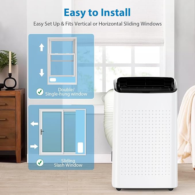 14000 BTU Portable Air Conditioners with Remote Control, 3 in-1 Portable AC Unit up to 700 sq.ft, Auto Swing, 3 Speed, Sleep