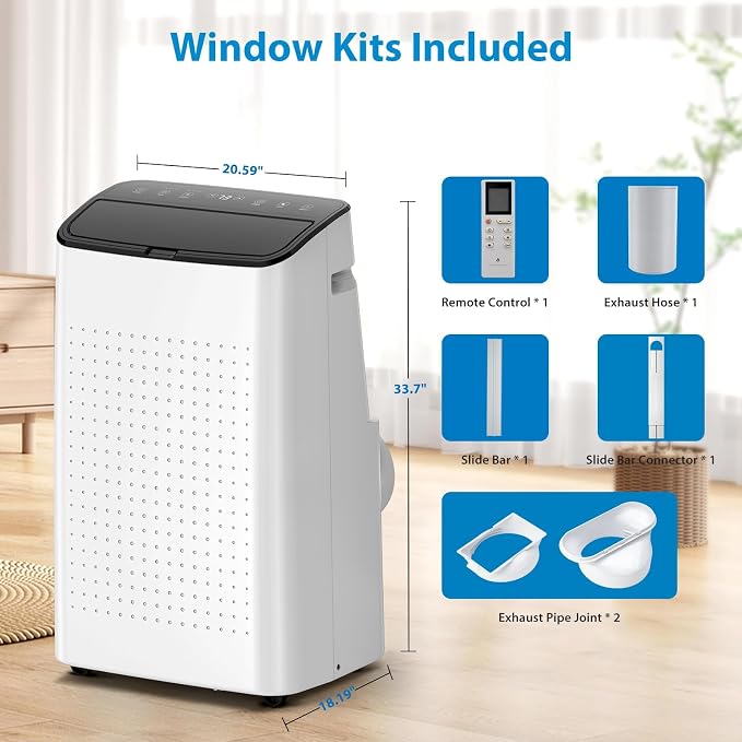 14000 BTU Portable Air Conditioners with Remote Control, 3 in-1 Portable AC Unit up to 700 sq.ft, Auto Swing, 3 Speed, Sleep