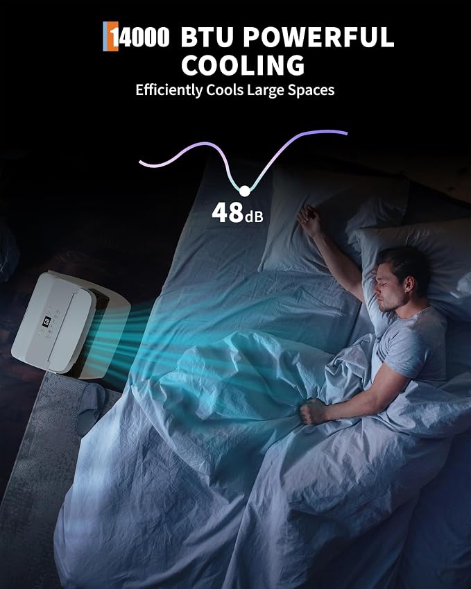 14000 BTU Portable Air Conditioners with Remote Control, 3-In-1 Free Standing AC Unit with Fan & Dehumidifier, Cools Room Up