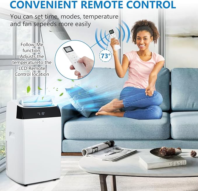 14000 BTU Portable Air Conditioners with Remote Control, 3-in-1 Free Standing Cooling AC Unit with Fan & Dehumidifier, Cools