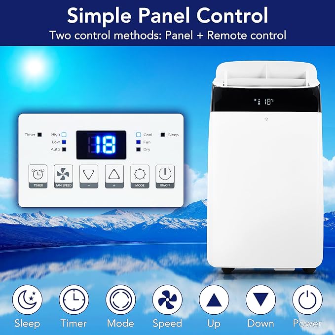 14000 BTU Portable Air Conditioners with Remote Control, 3-in-1 Free Standing Cooling AC Unit with Fan & Dehumidifier, Cools
