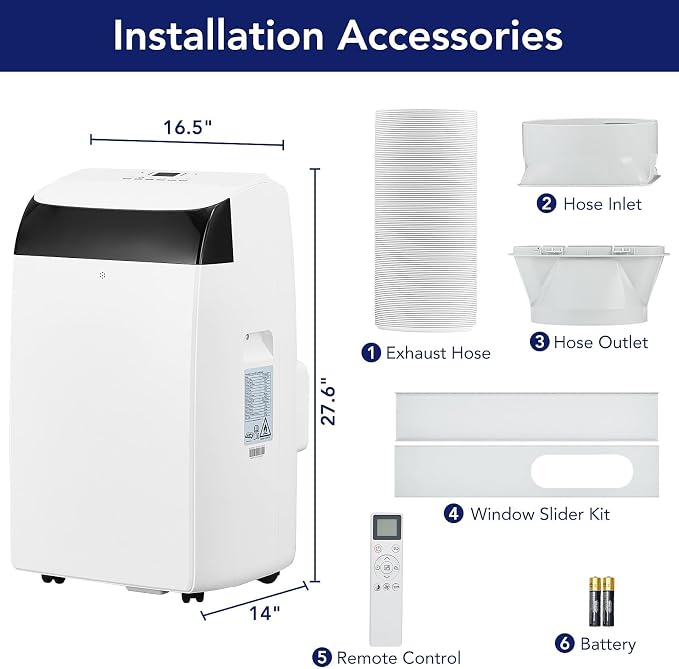 14000 BTU Portable Air Conditioners with Remote Control, 3-in-1 Free Standing Cooling AC Unit with Fan & Dehumidifier, Cools
