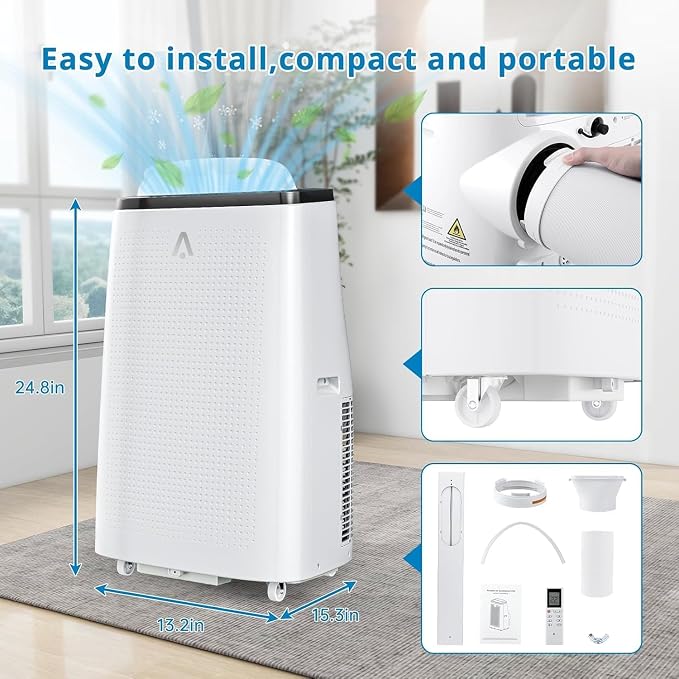 14000 BTU Room Portable Air Conditioner, 3-In-1 Free Standing Cooling AC With Fan & Dehumidifier Up to 700 Sq.Ft, Remote