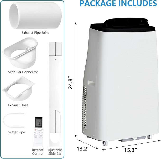 14000 BTU Room Portable Air Conditioner, 3-In-1 Free Standing Cooling AC With Fan & Dehumidifier Up to 700 Sq.Ft, Remote