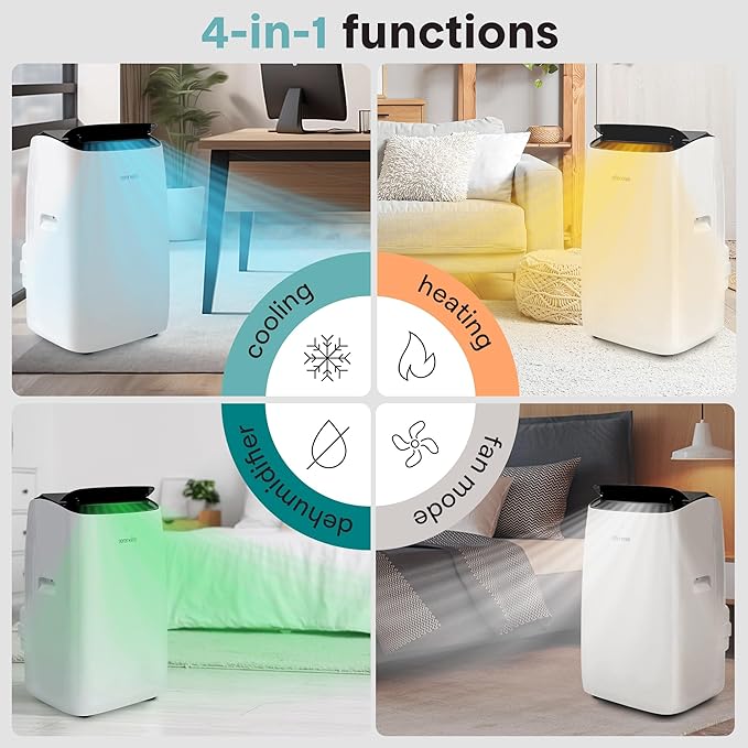 14000 BTU Ultra Quiet Portable Inverter Air Conditioner, Smart Cooling & Heating with WiFi, Energy Efficient, For Bedrooms