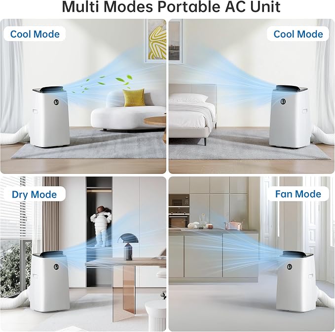 14000BTU Portable Air Conditioners Inverter Technology,Dual Hose Fast Cooling Portable AC Unit for Large Room up to 700