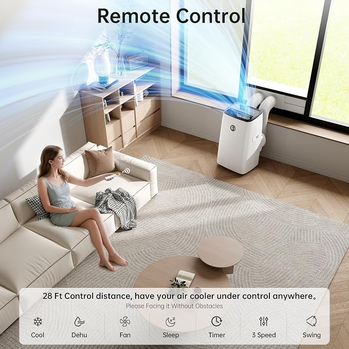 14000BTU Portable Air Conditioners with Remote Control, Dehumidifier & Fan Mode, Floor Stand up Cooling Portable AC Unit for