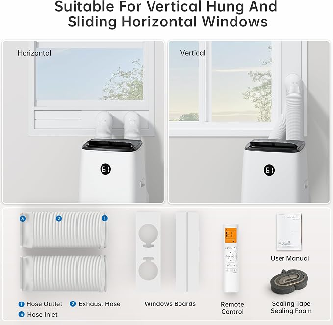 14000BTU Portable Air Conditioners with Remote Control, Dehumidifier & Fan Mode, Floor Stand up Cooling Portable AC Unit for