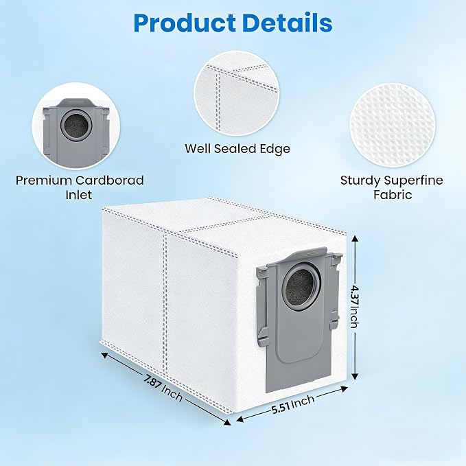 14Pcs Qrevo Dust Bags,Compatible with Qrevo All Series/S8 MaxV Ultra/Saros 10R/QV35A Robot Vacuum,3.2 Liter Large