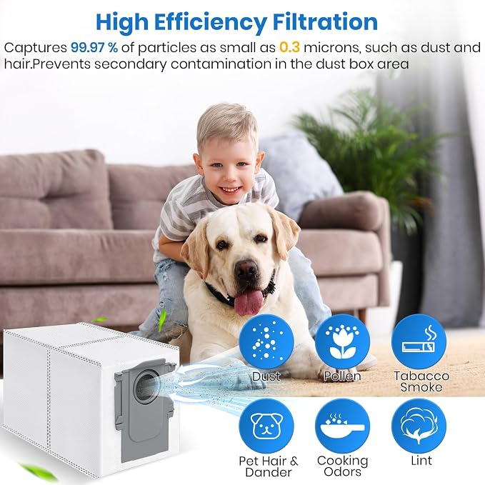 14Pcs Qrevo Dust Bags,Compatible with Qrevo All Series/S8 MaxV Ultra/Saros 10R/QV35A Robot Vacuum,3.2 Liter Large
