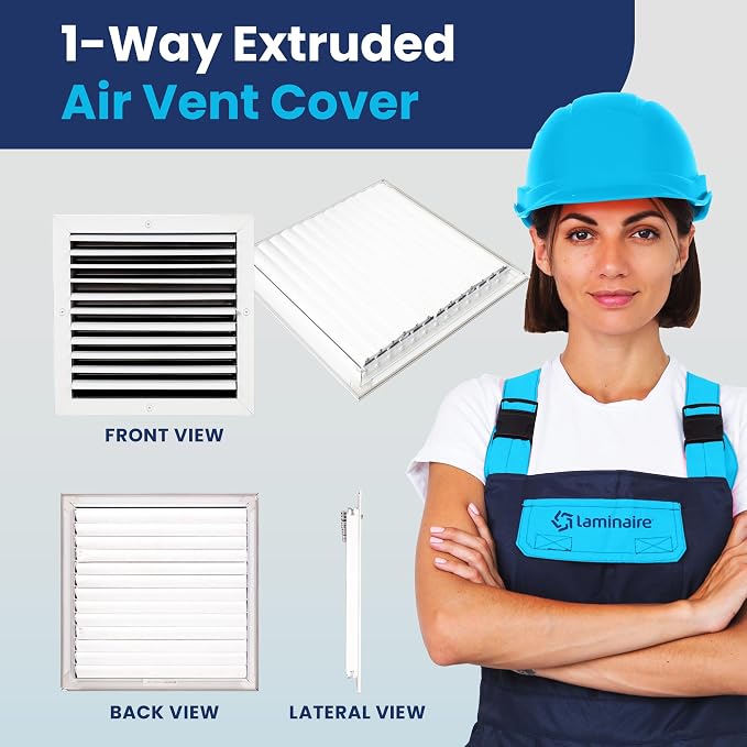 14x14 Inch (Duct Opening) Aluminum 1-Way Air Flow Vent – HVAC Vent Cover for Wall or Ceiling – Quiet HVAC Wall, alternate
