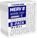14x14x1 | 6-PACK | MERV 8 | HVAC Pleated AC Furnace Filters | MADE IN USA | Actual Size: 13.75 x 13.75 x.75", product image