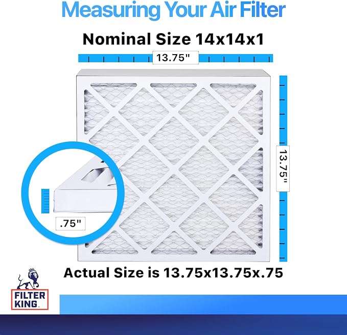 14x14x1 | 6-PACK | MERV 8 | HVAC Pleated AC Furnace Filters | MADE IN USA | Actual Size: 13.75 x 13.75 x.75", alternate