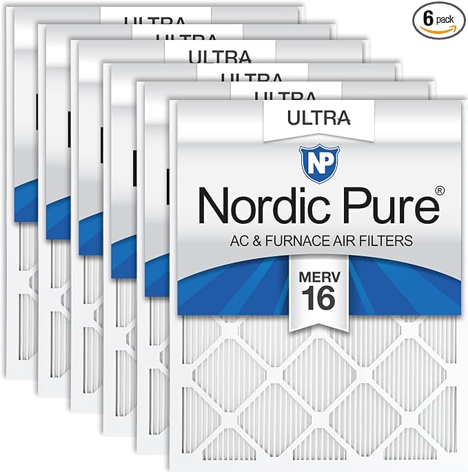 14x14x1 (Actual Size: 13 1/2 x 13 1/2 x 3/4) Pleated Ultra MERV 16 AC Furnace Air Filters–With 2.5X More Media for, product