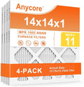 14x14x1 Air Filter 4 Pack MERV 11 HVAC AC Furnace Pleated Air Filters for Home Office MPR 1000 FPR 7 (Actual Size